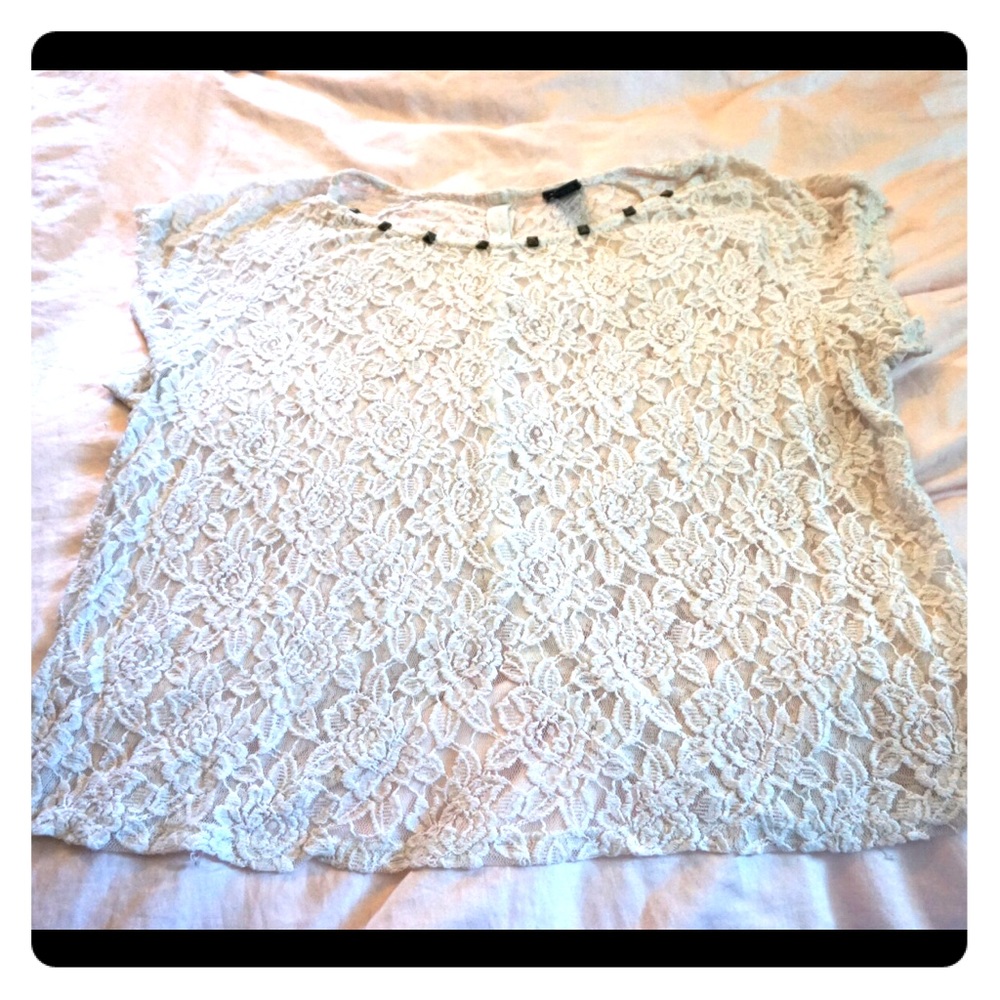 Torrid studded white lace top size 4